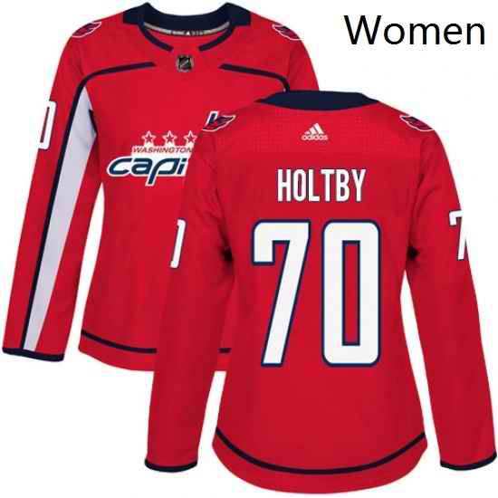 Womens Adidas Washington Capitals 70 Braden Holtby Authentic Red Home NHL Jersey
